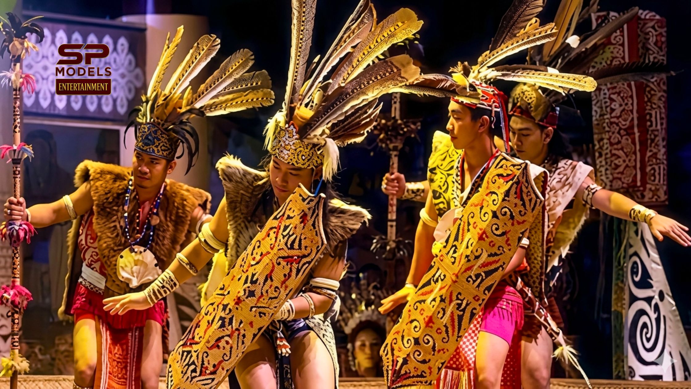 Authentic Ngajat Iban male dancer performance in Kuala Lumpur